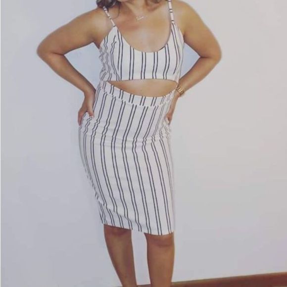 None Dresses & Skirts - SALE ITEM Cut Out Striped Dress